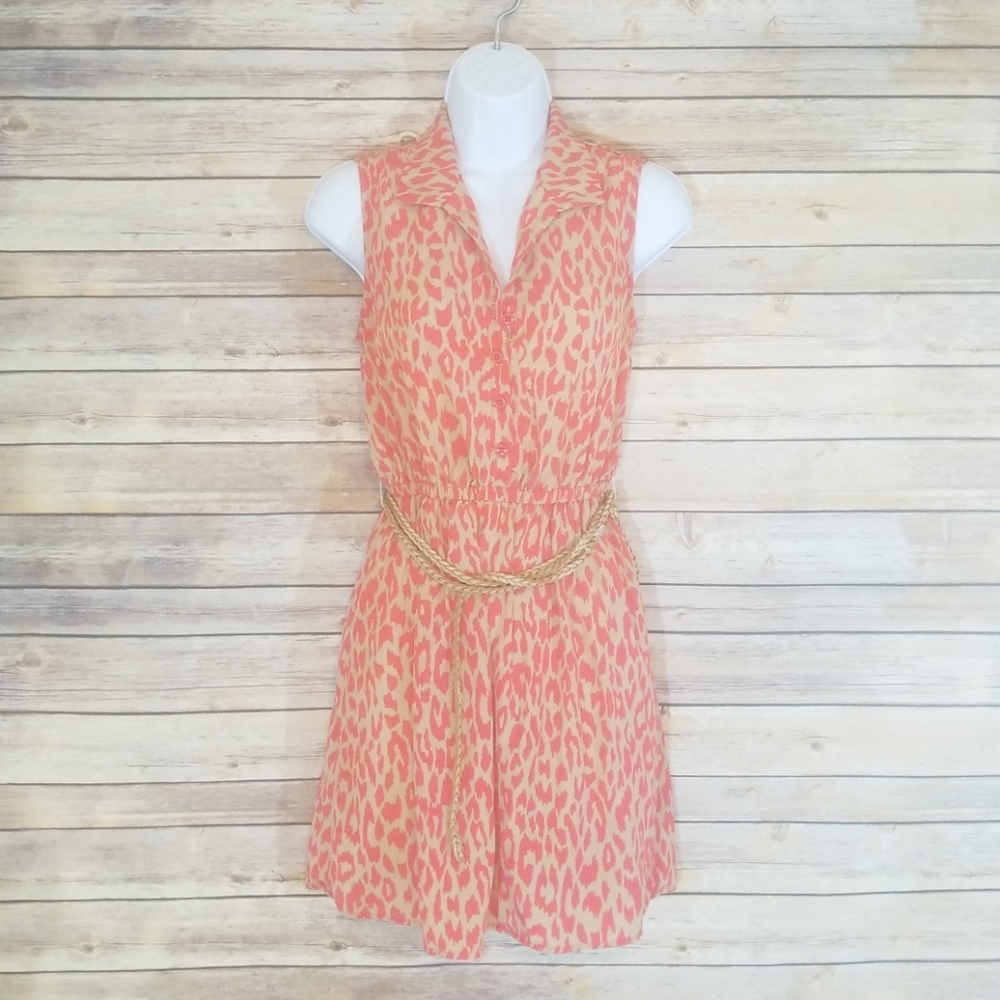 Old Navy Cheetah Dress orange and tan with belt